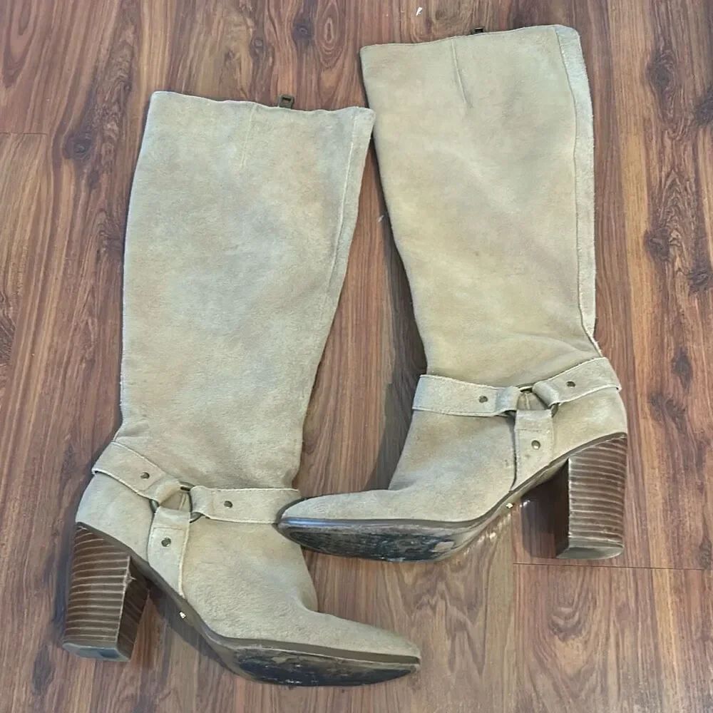 Lauren Ralph Lauren sure Tan beige heeled Brown  Leather boots size 8